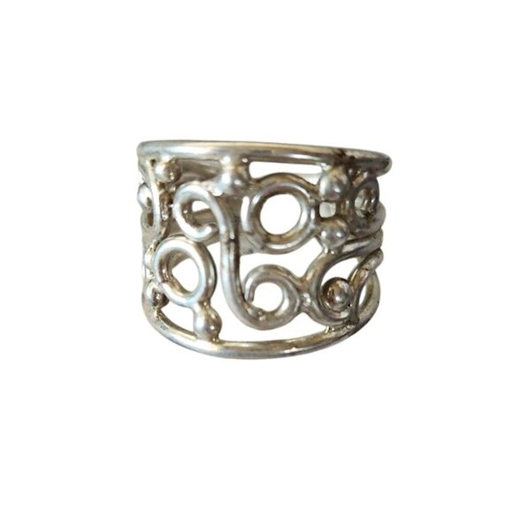 Ring Band Open Silver 20 mm wide  Size 8 1/2  7.8  gr  no Stone  Jerry Fran Harr - Picture 12 of 12